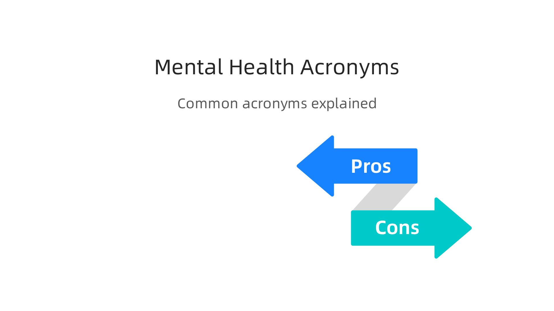 An infographic clarifying common mental health acronyms like SSRI, SNRI, and CBT, detailing their meanings and uses in treatment.