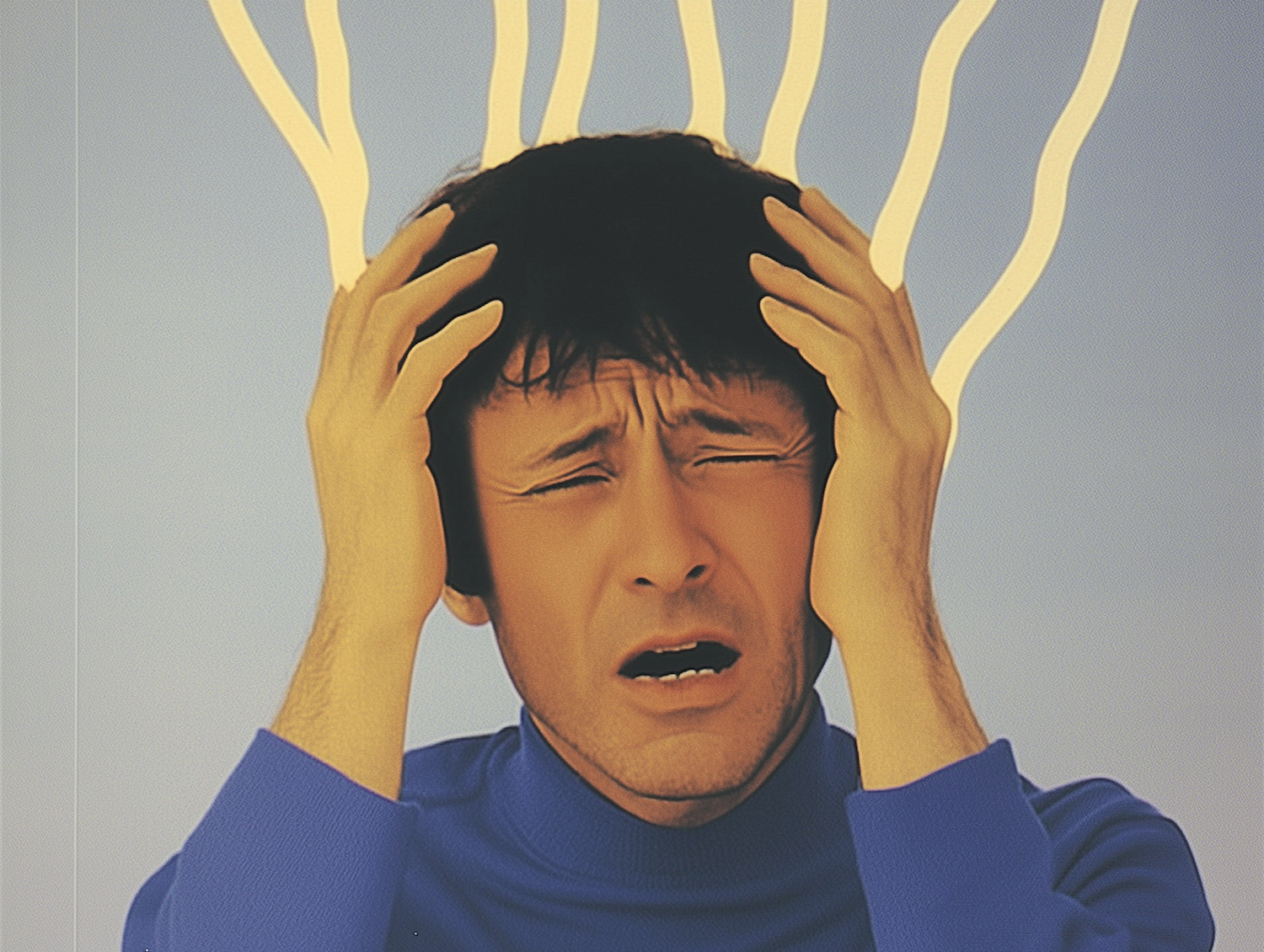 A person taking medication "as needed" for a headache, illustrating the flexible nature of PRN prescriptions.
