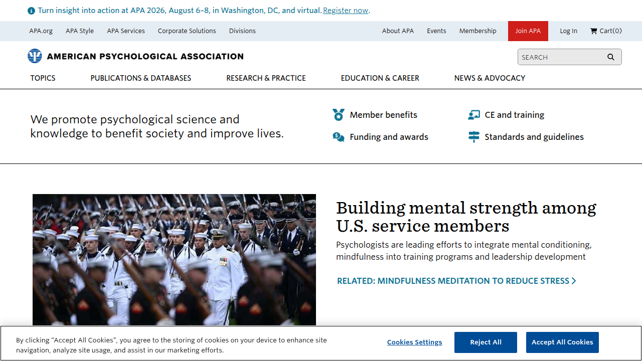 The American Psychological Association (APA) is a leading scientific and professional organization for psychologists.