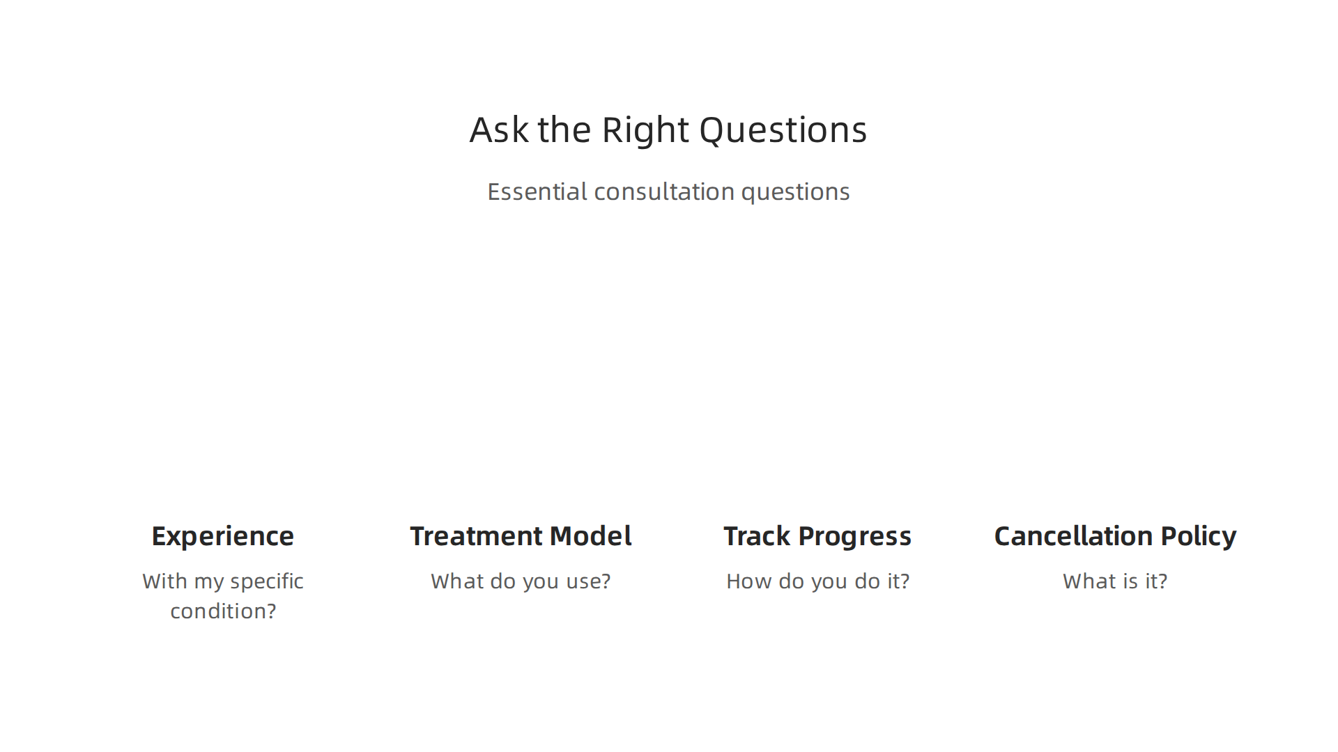 Essential questions to ask during your initial consultation with a potential therapist.