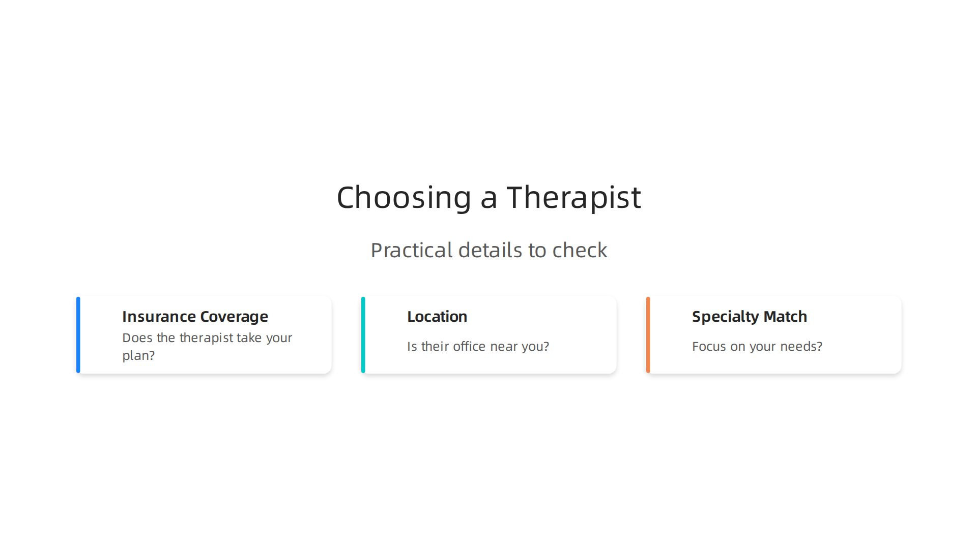 Practical details to consider alongside ratings when choosing a mental health provider.