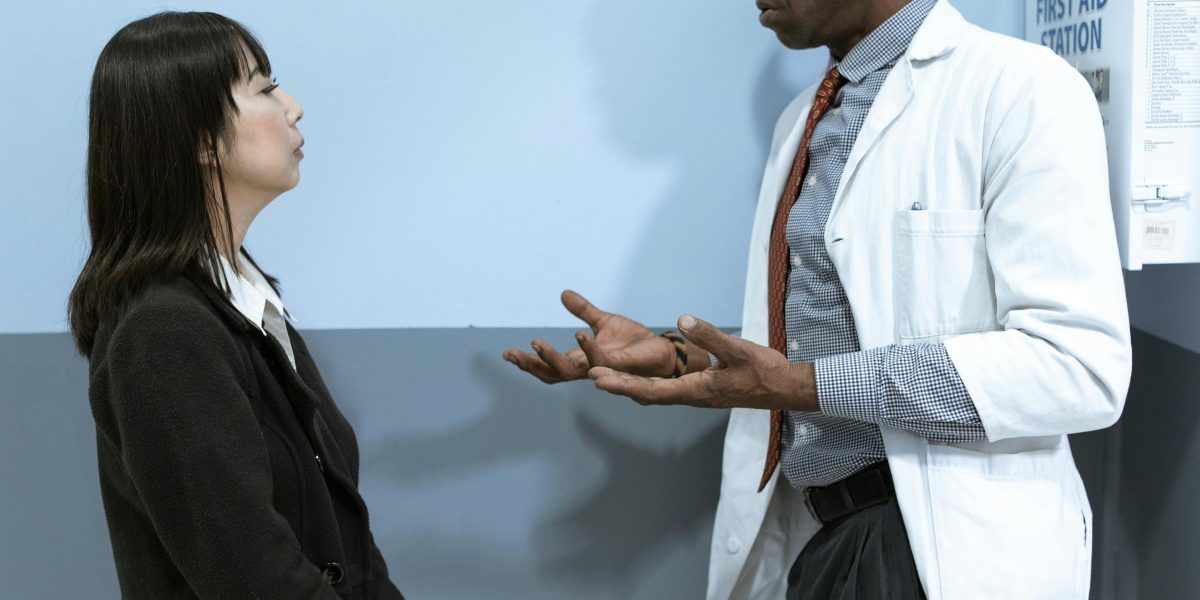 A doctor explaining a treatment plan to a patient, fostering trust and clear communication.