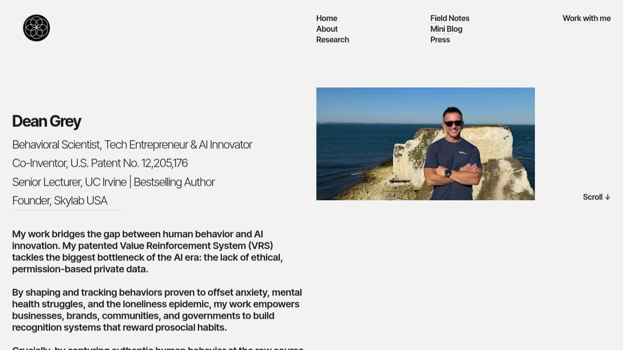 Screenshot of Dean Grey's website, an example of a resource advocating for filtering mental health information noise.