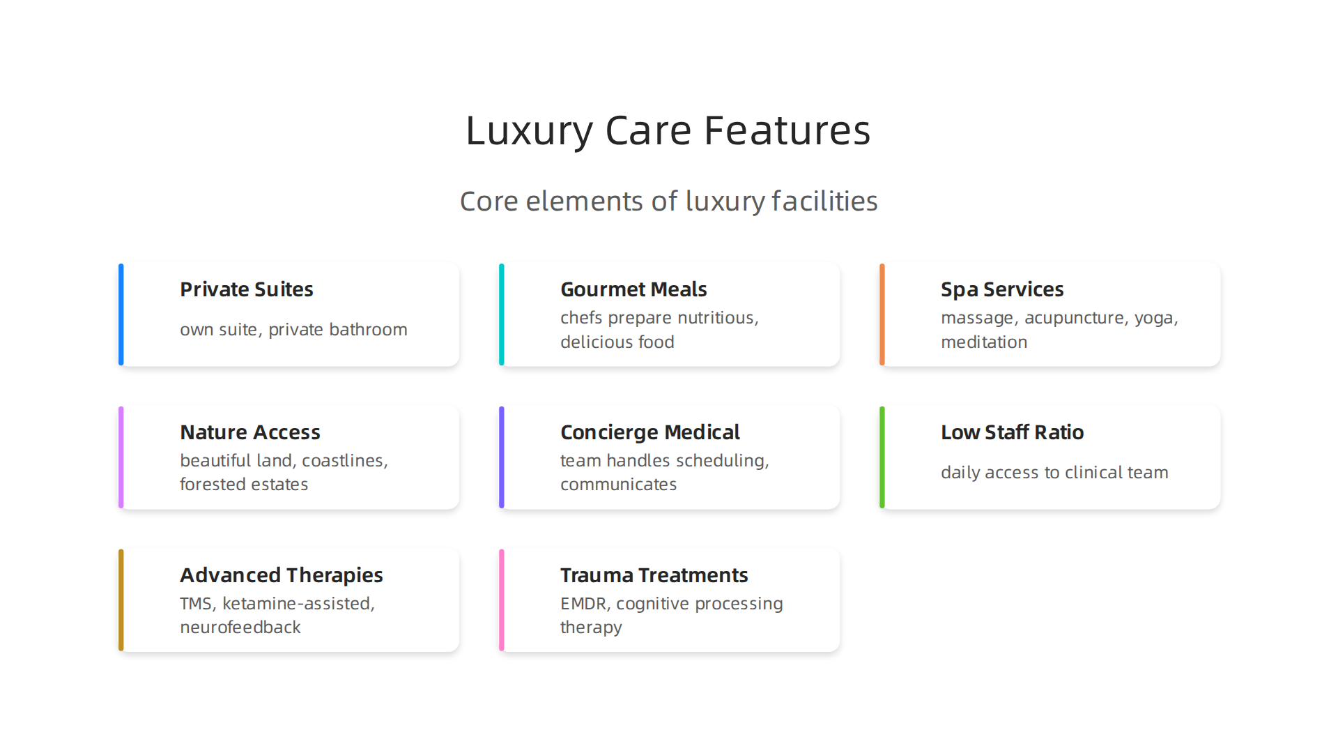 Understanding the core elements that define luxury mental health facilities.