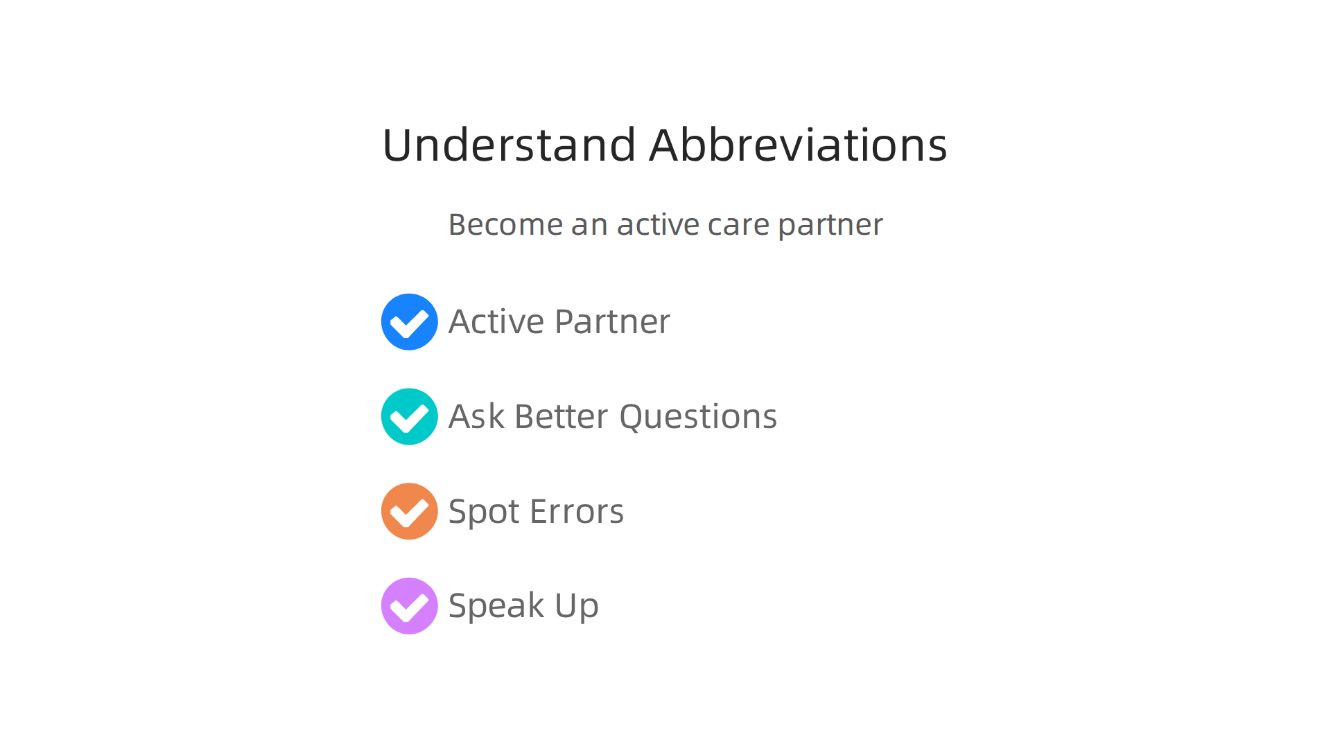 An infographic detailing the benefits of understanding medical abbreviations, such as becoming an active partner in care and spotting potential errors.